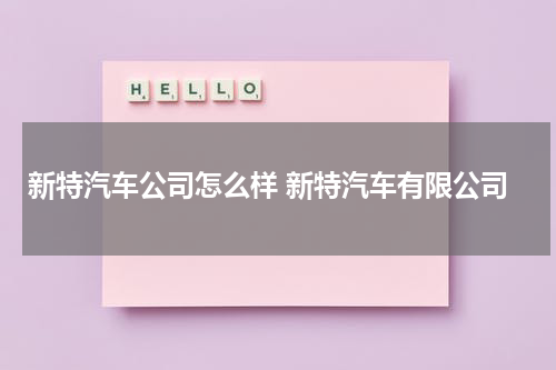新特汽车公司怎么样 新特汽车有限公司