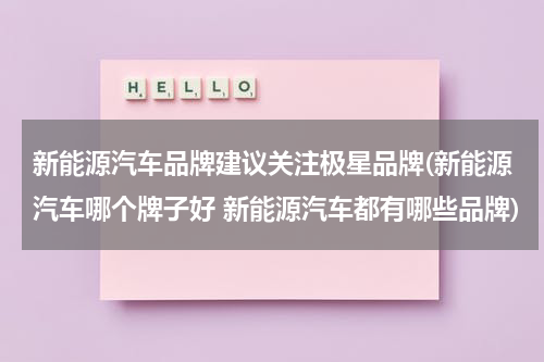 新能源汽车品牌建议关注极星品牌(新能源汽车哪个牌子好 新能源汽车都有哪些品牌)